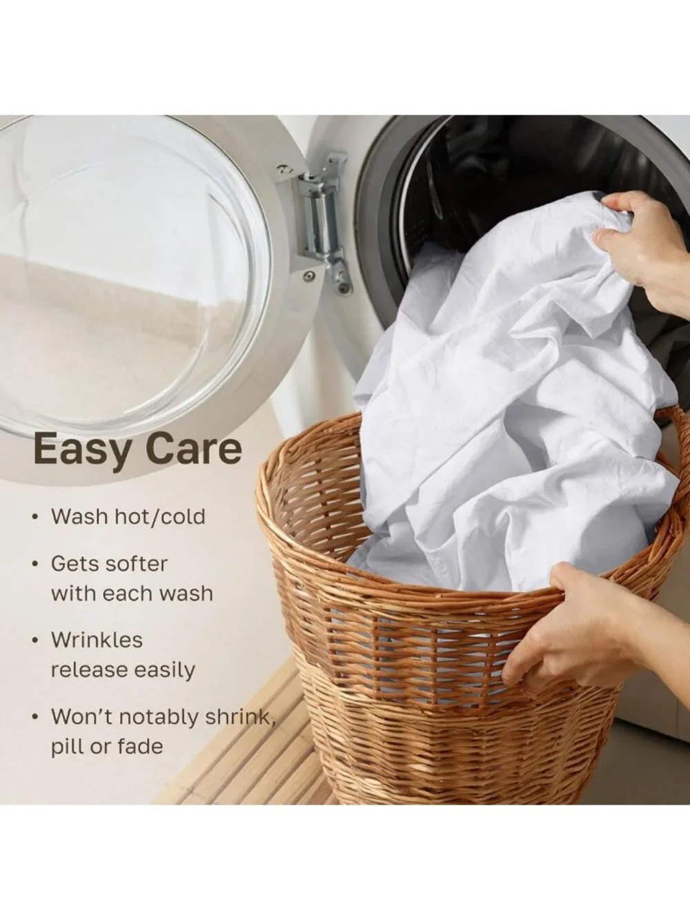 Soft 100% Cotton Sateen Full Size Sheet Set - 4 Piece Bright White Bedding